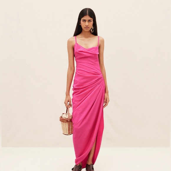 Jacquemus pink gown maxi dress